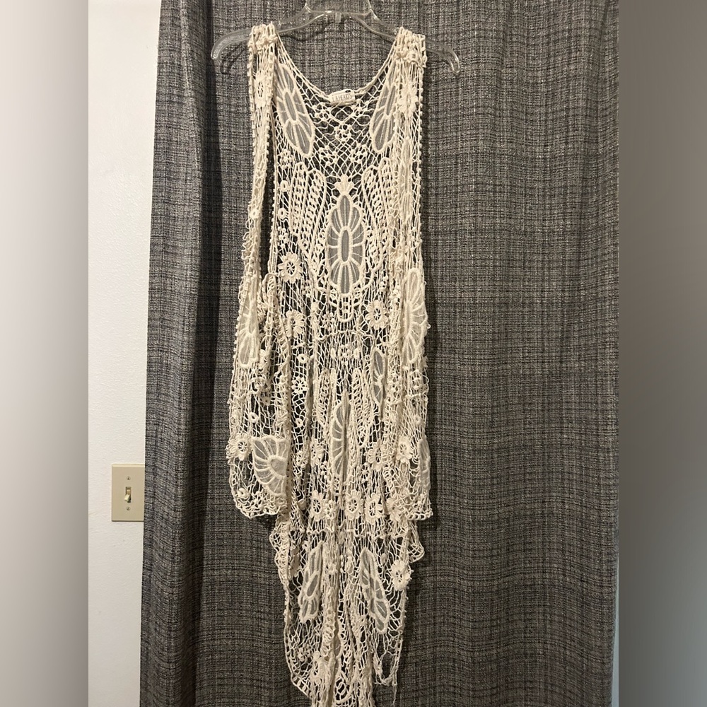 LA Hearts crochet lace vest